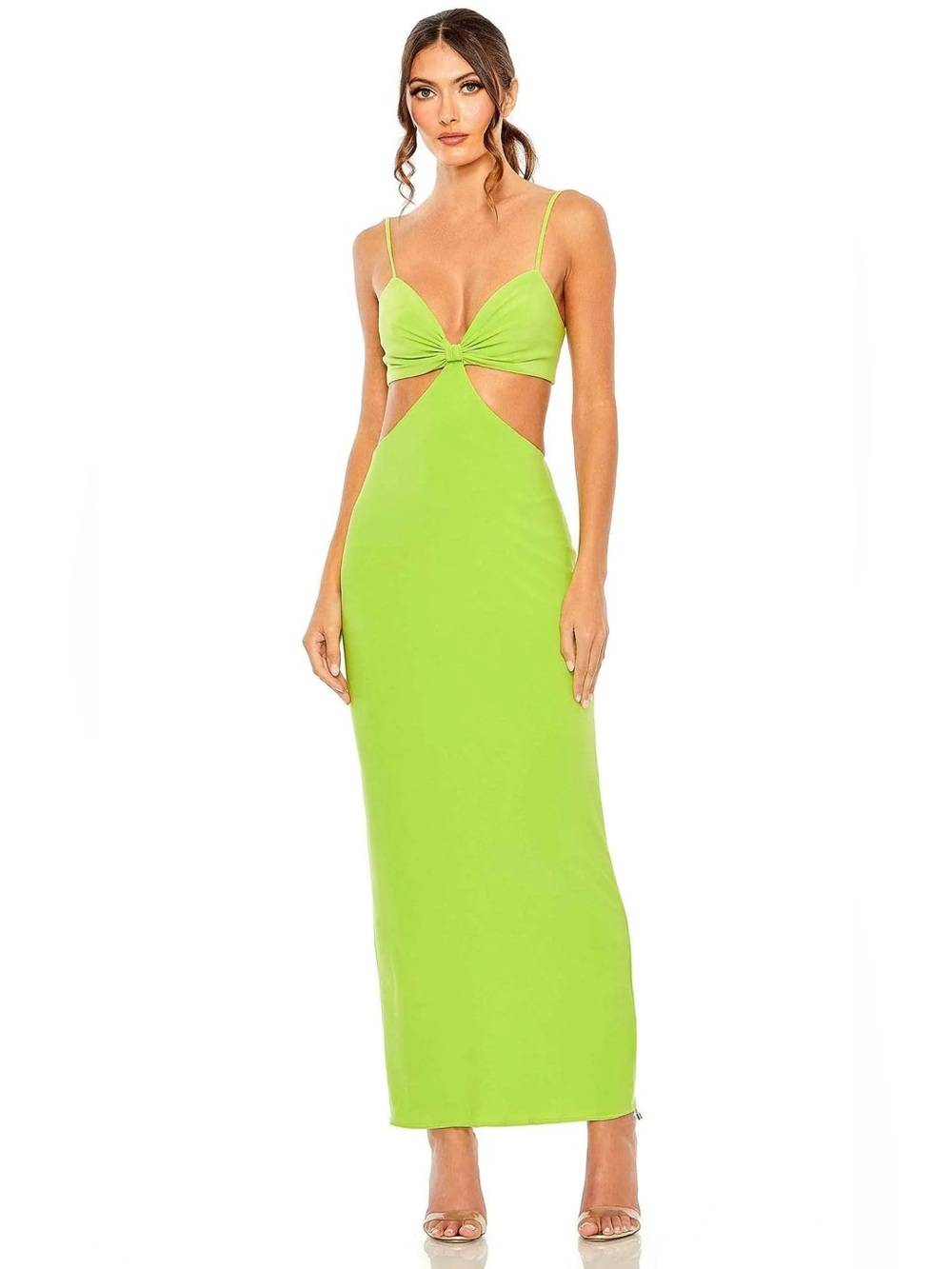 Mac Duggal 27110 Lime Green Cutout Column Gown Formal Dress